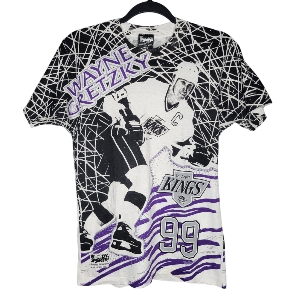 VTG 90s Wayne Gretzky Los Angeles Kings Woody Sports Youth AOP Graphic T-Shirt